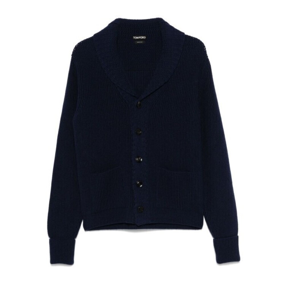 Tom Ford Navy Blue Cashmere Cardigan With Shawl Collar - NWT